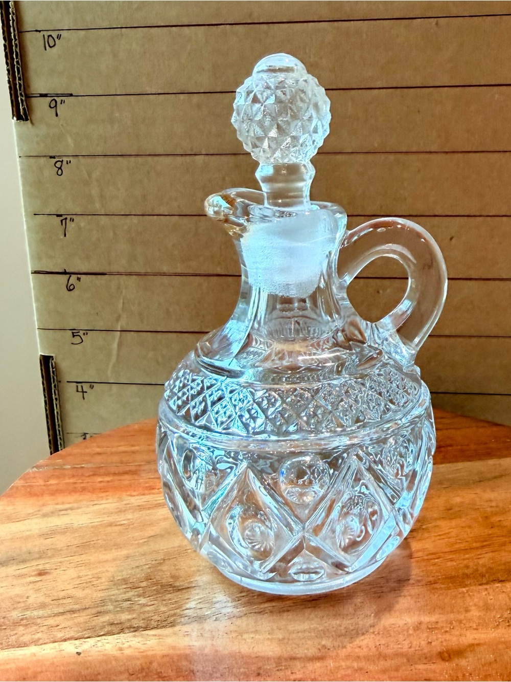 Decorative Glass Cruet Bottle with Stopper - Cape Cod Pattern